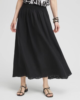 ナゴンスタンスsuper lightweight solid hem skirt Linen Embroidered Scallop Hem Skirt | Chico's
